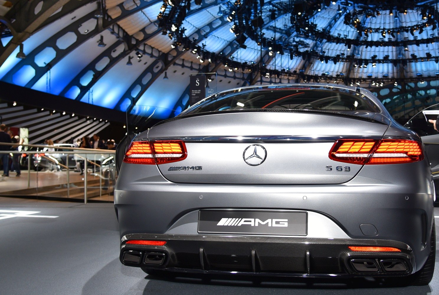 Rear view with LED tail lights and quad exhausts