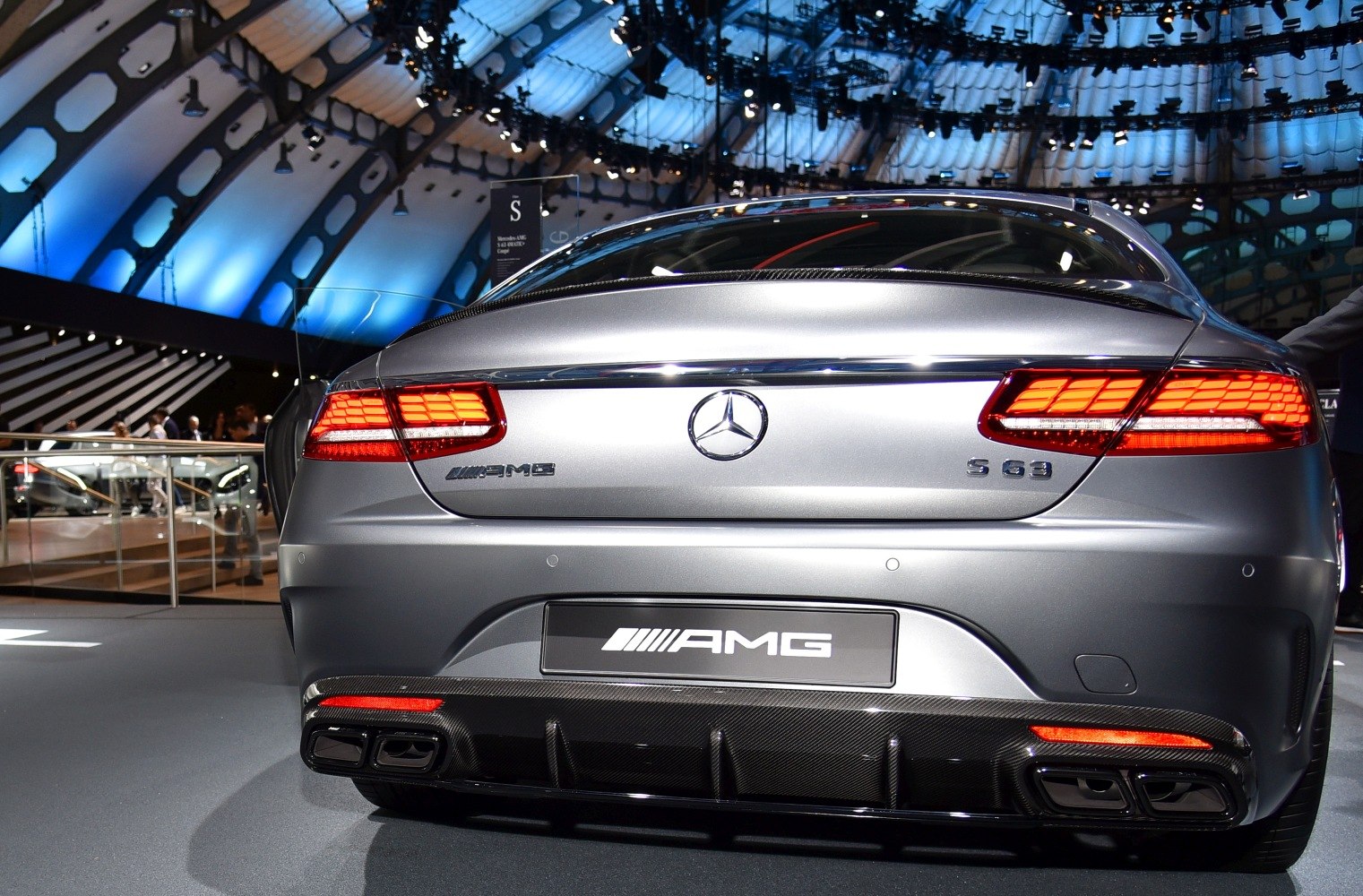 AMG S63 rear with distinctive taillights and quad exhausts
