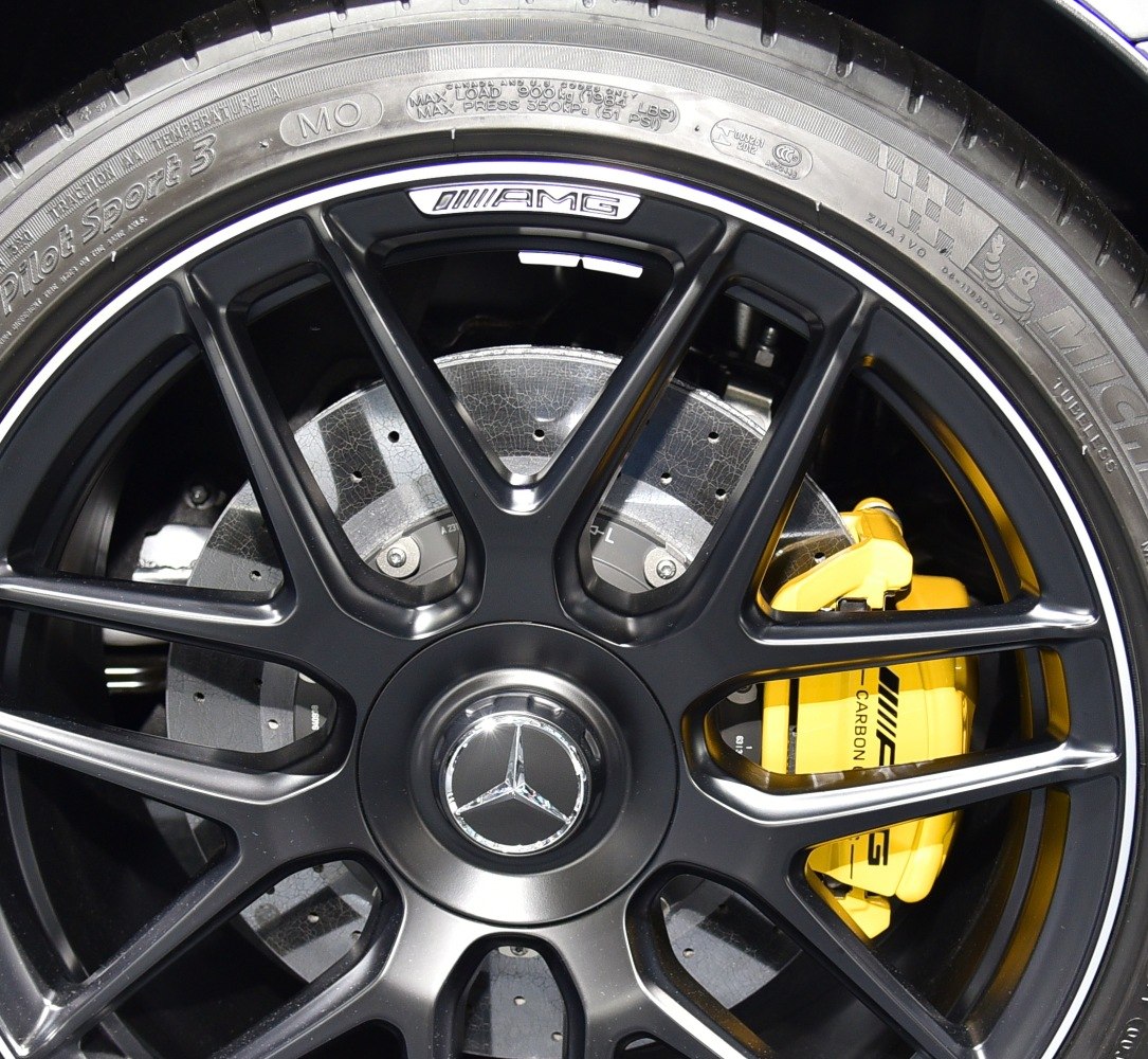 Black AMG wheel with yellow carbon ceramic brake caliper