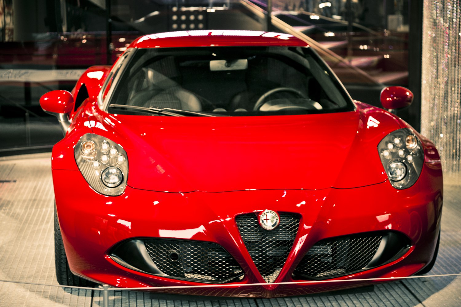Front view with LED headlights and aggressive grill
