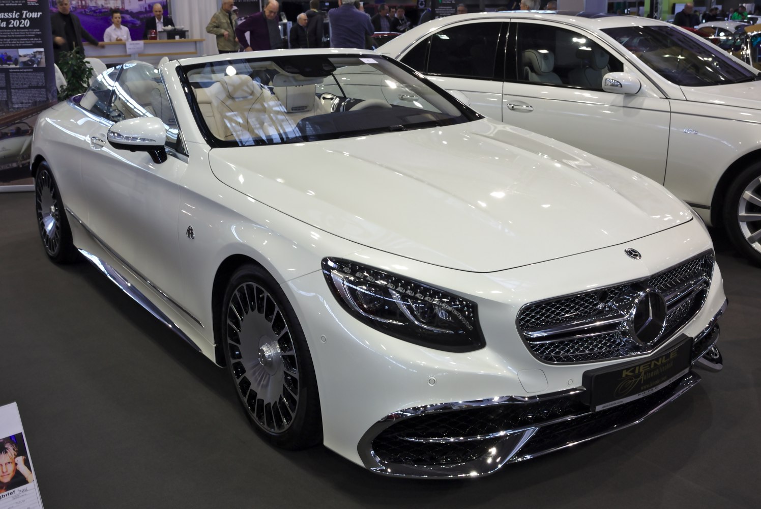 Luxury convertible with LED headlights and sleek front grille