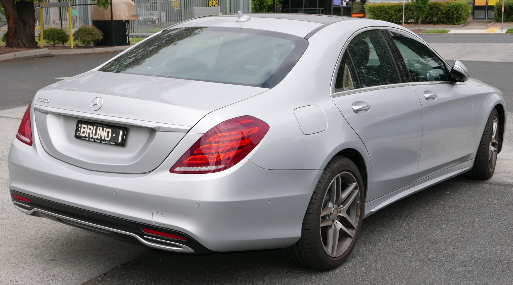 Rear view with taillights and trunk design