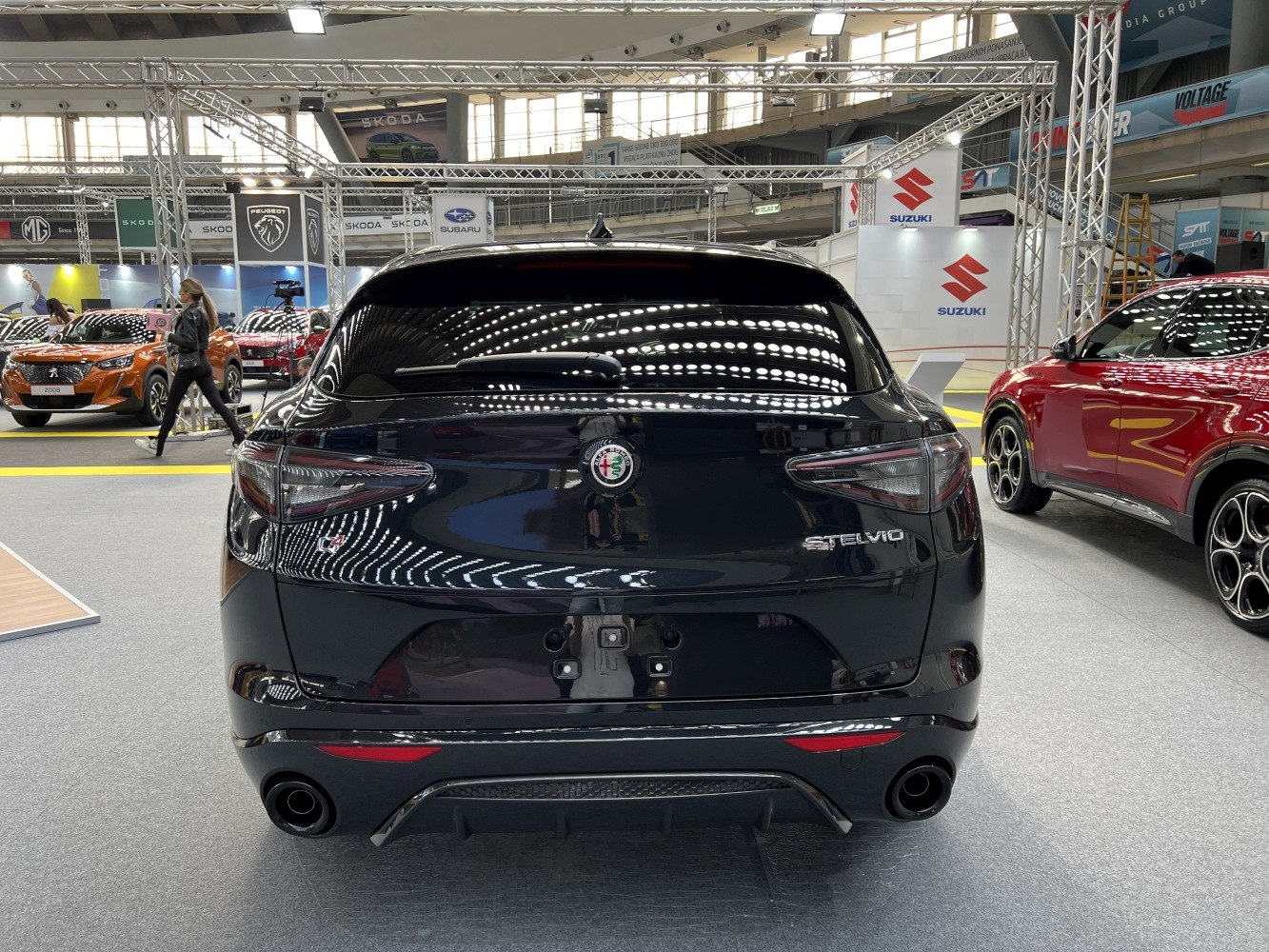 Rear view with LED taillights and dual exhaust outlets