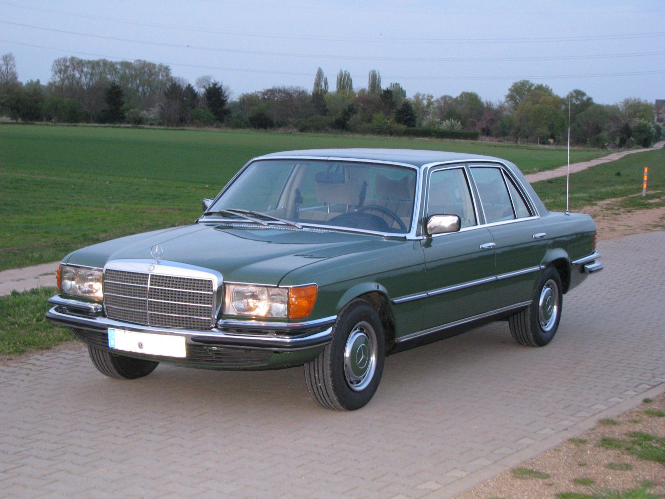 Vintage sedan showing chrome grille and classic 1970s design elements