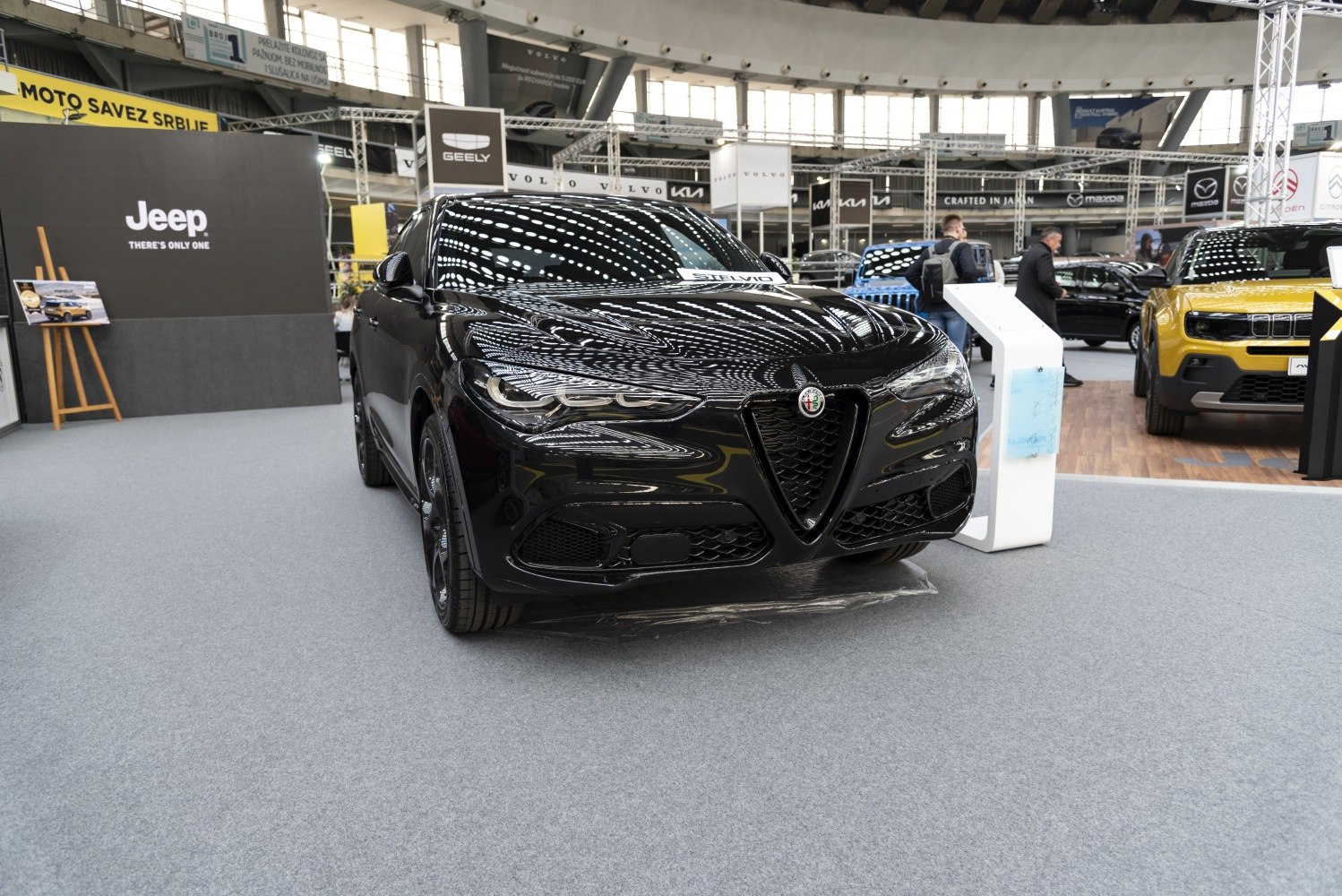 Front grille and headlights of a black luxury SUV