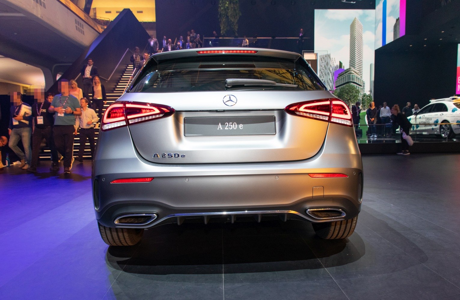 Rear view with LED tail lights and sporty bumper design