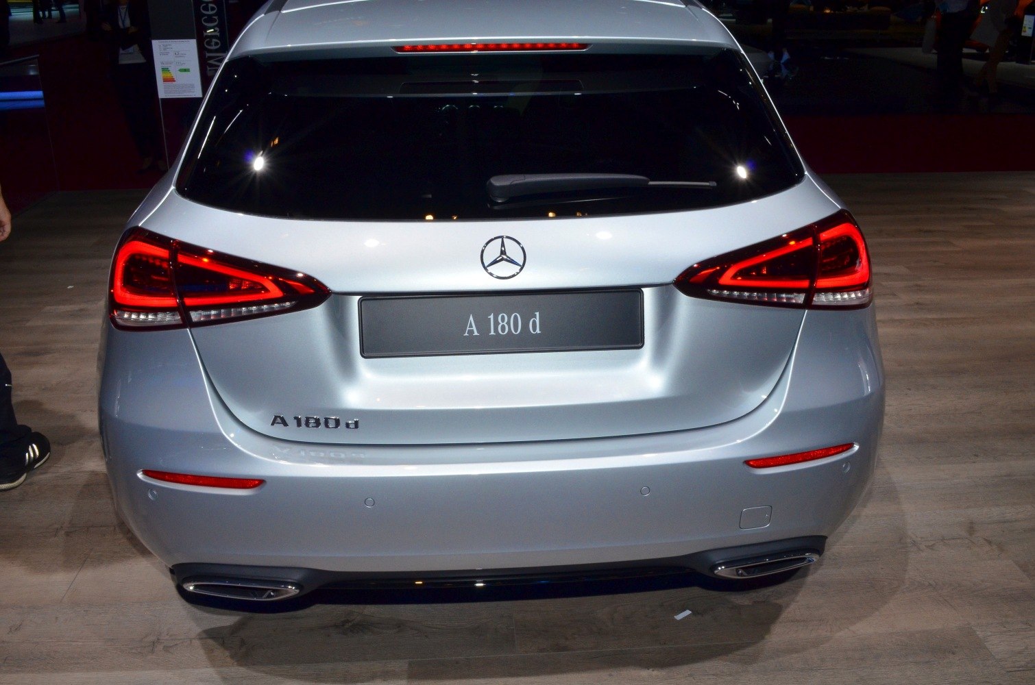 Rear view with distinctive LED taillights and dual exhausts