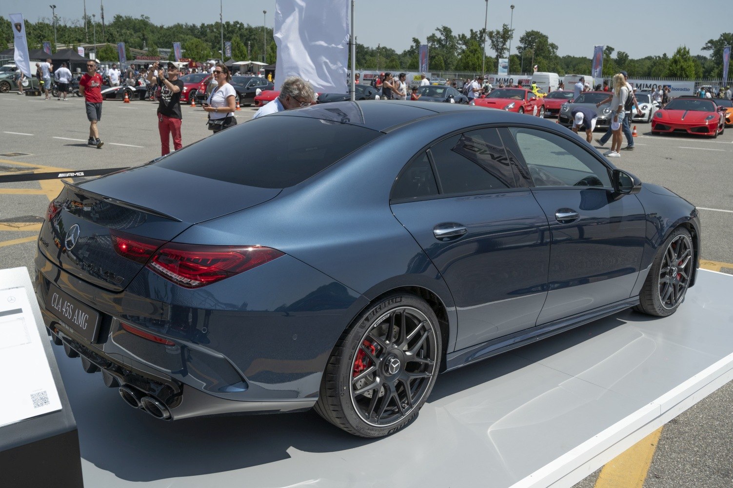 Sporty rear side with AMG wheels and quad exhaust