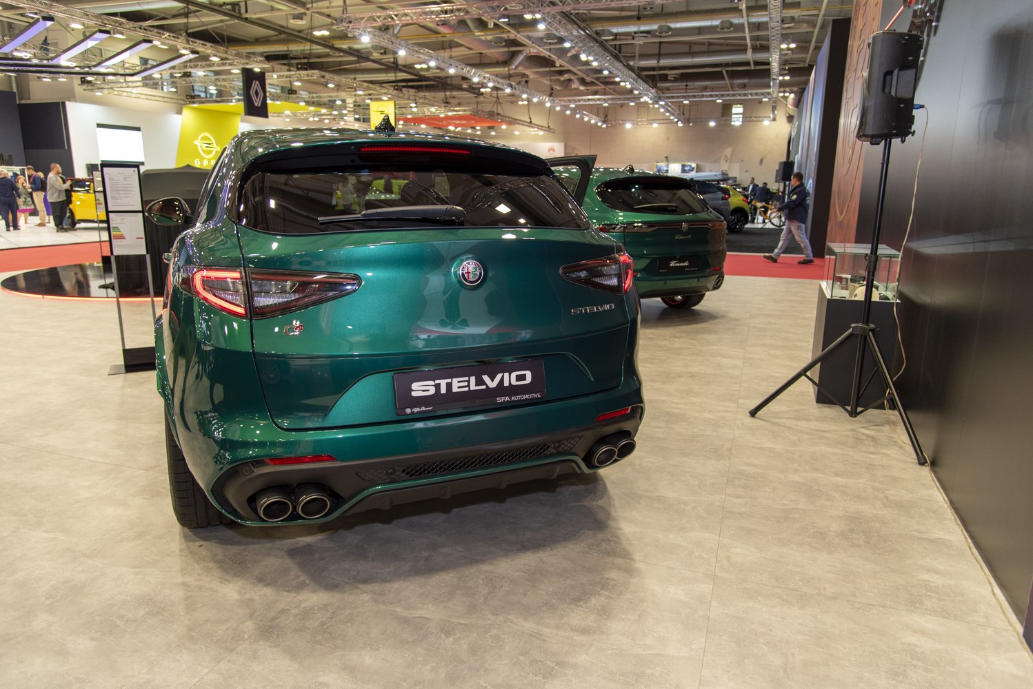 Rear view with quad exhaust and distinct tail lights