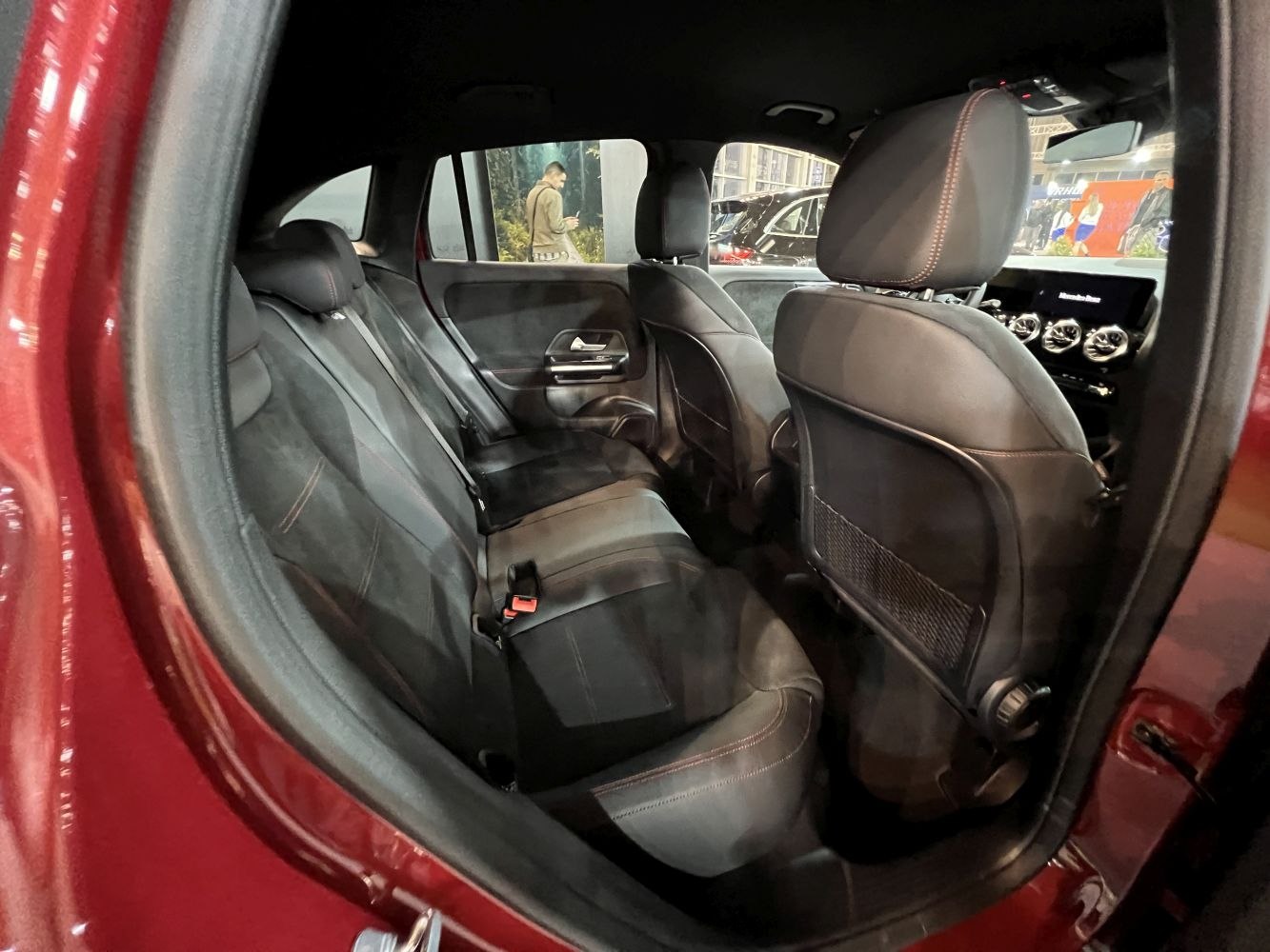 Rear interior seating with leather upholstery and spacious design