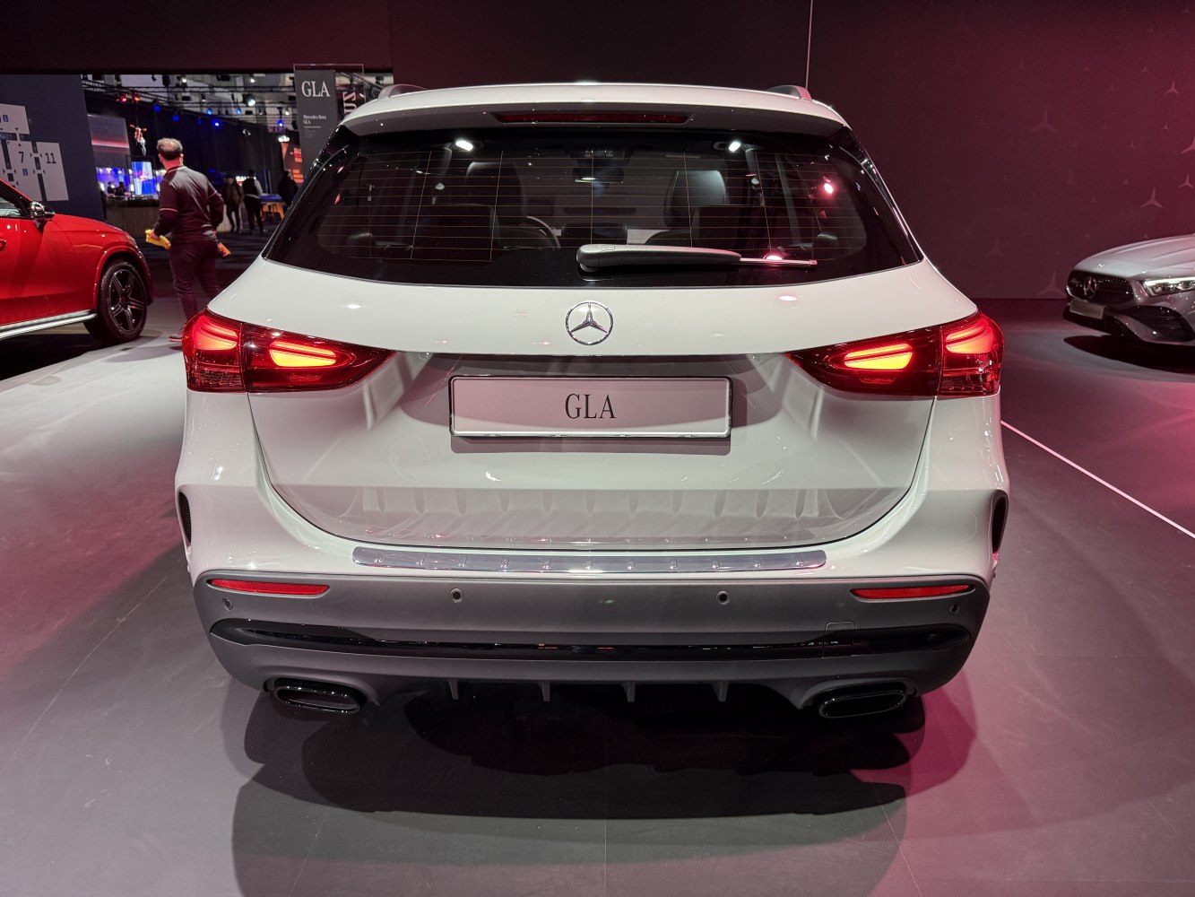 Rear view with LED tail lights and dual exhaust