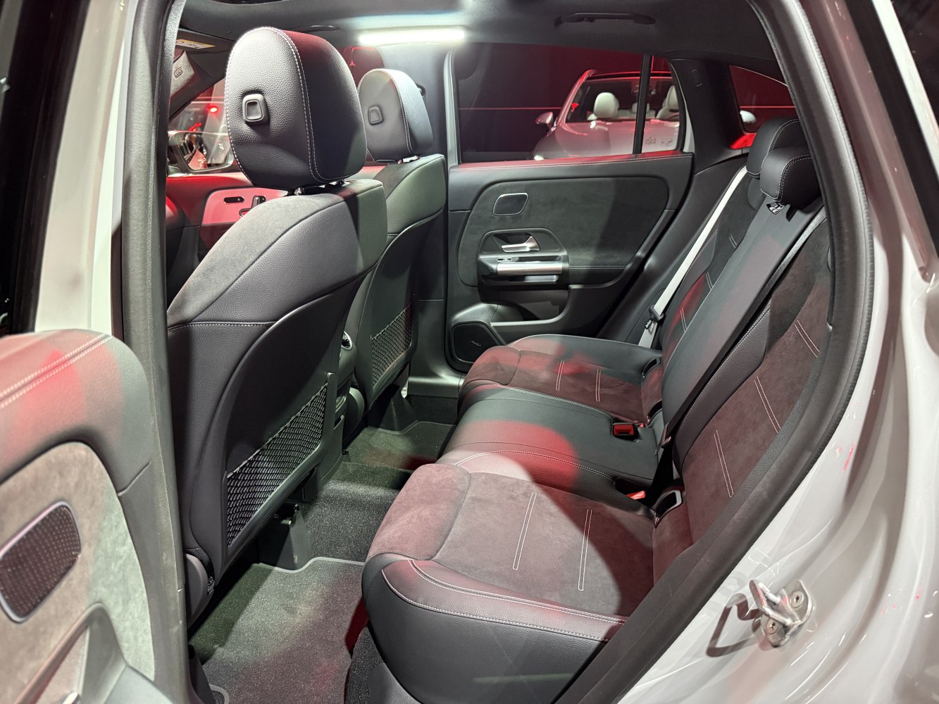 Rear seat interior with premium upholstery and spacious design