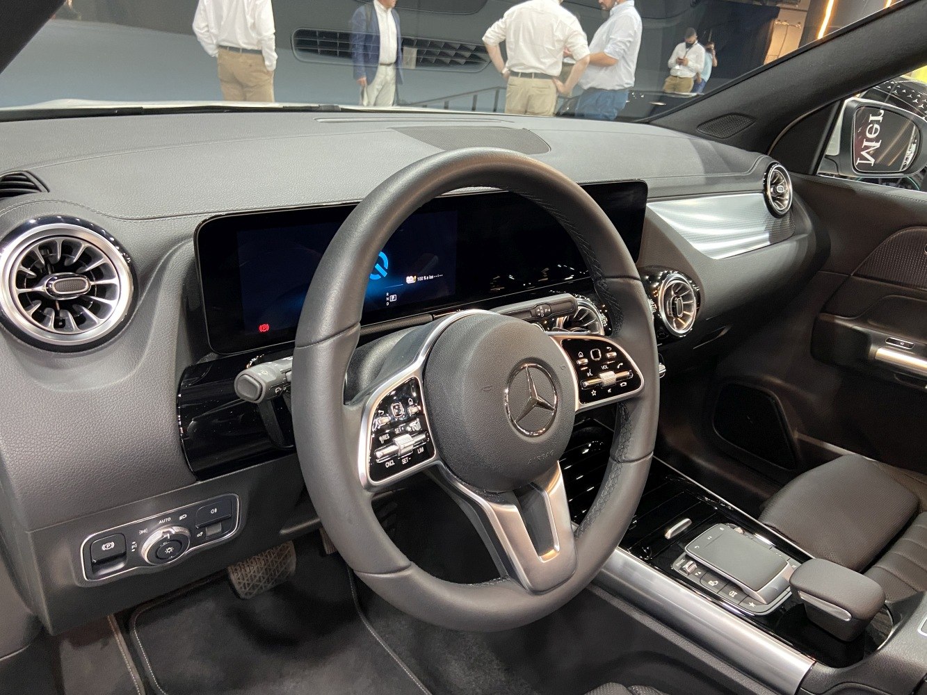 Digital dashboard and leather steering wheel with modern control panel