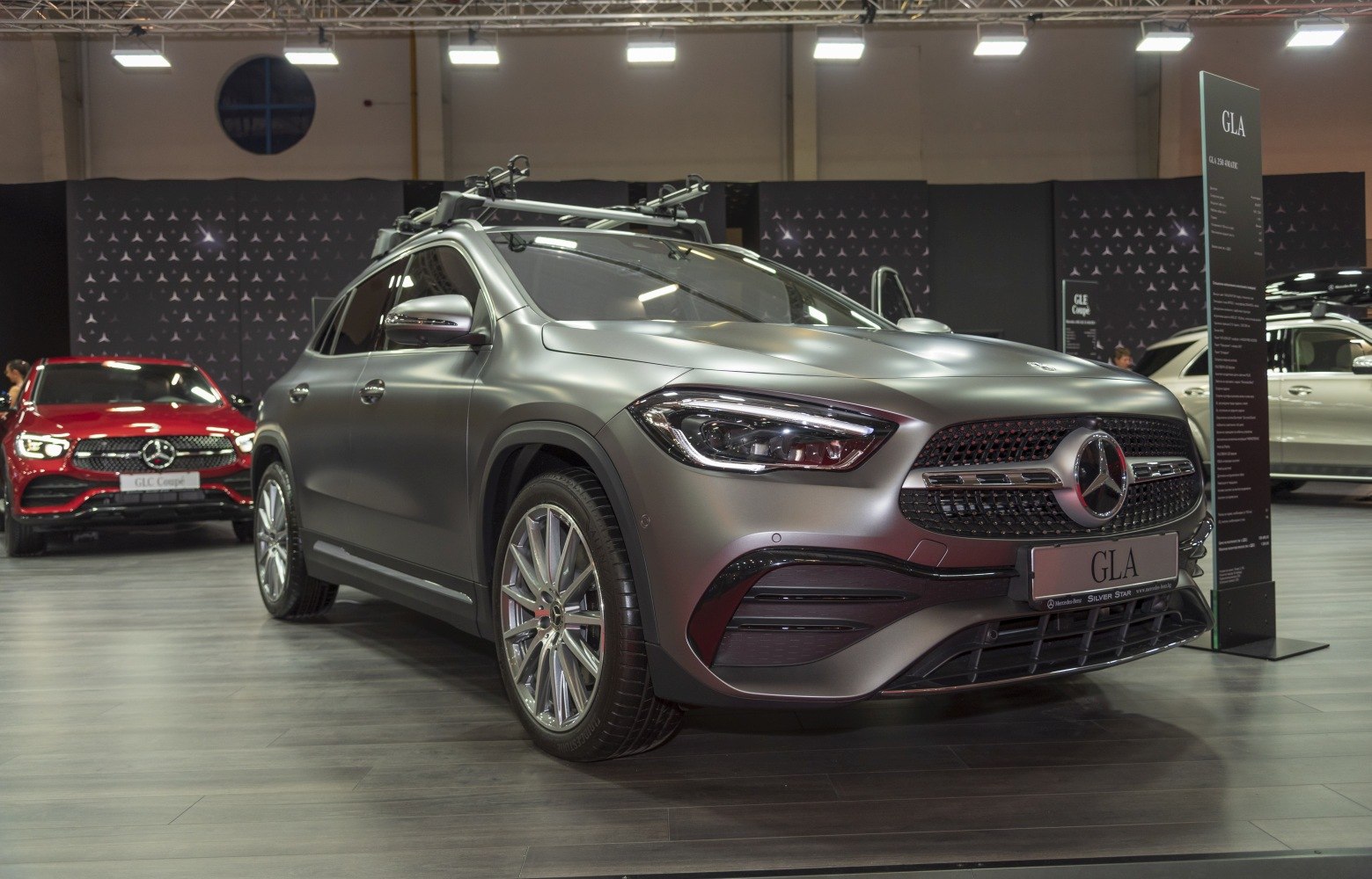 Front view SUV with LED headlights and roof rack