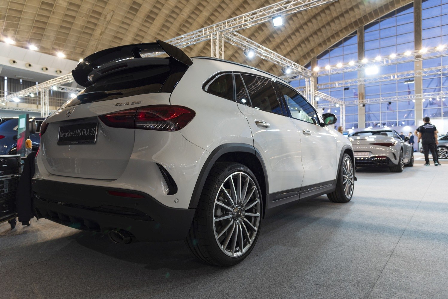Rear view of SUV with AMG styling and alloy wheels