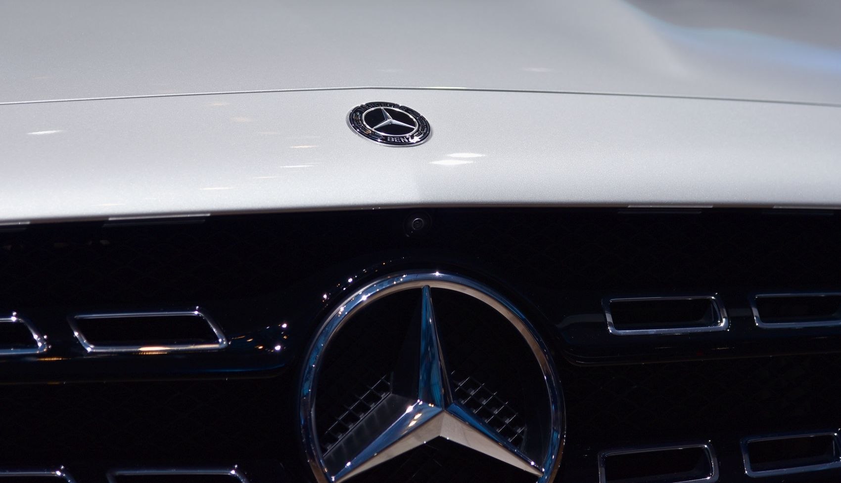 Close-up of front grille and emblem on a modern luxury SUV
