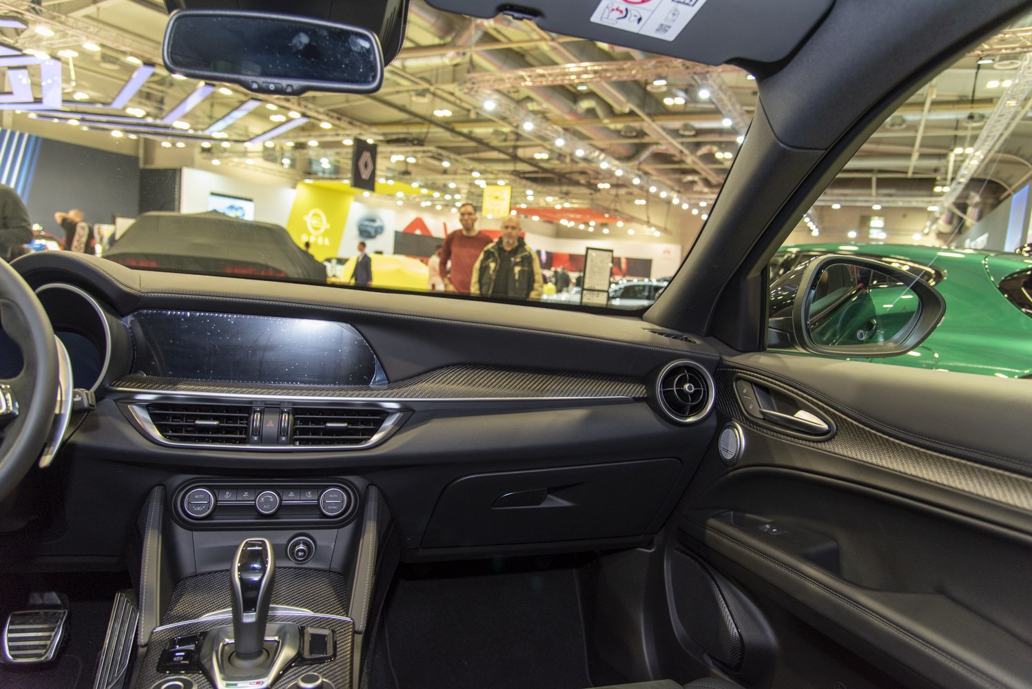Dashboard, carbon fiber trim, digital display, center console