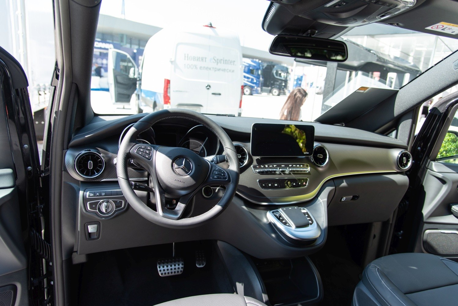 Modern dashboard and multifunction steering wheel with digital screen