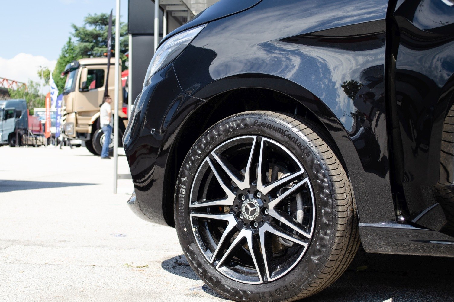 Close-up of sleek alloy wheel and Continental PremiumContact tire