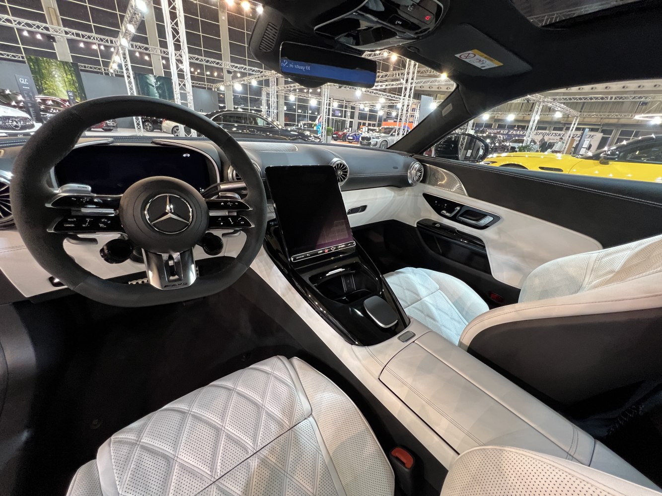 Digital dashboard and large central touchscreen with quilted leather seats