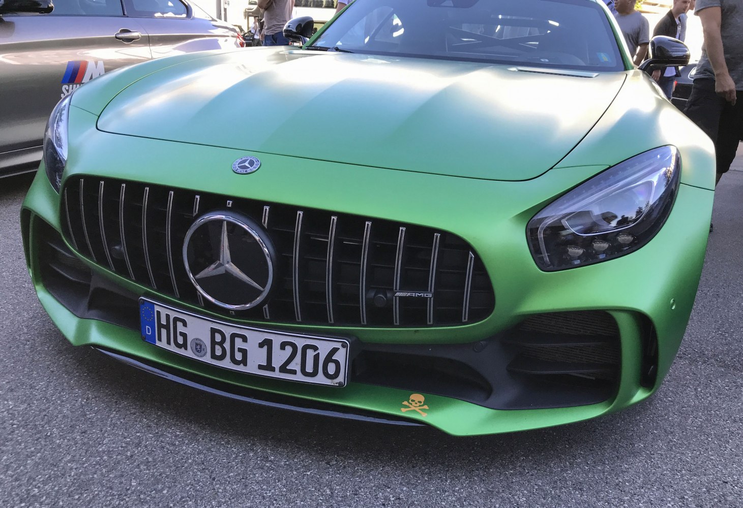 Front grille and headlight close-up with AMG badge