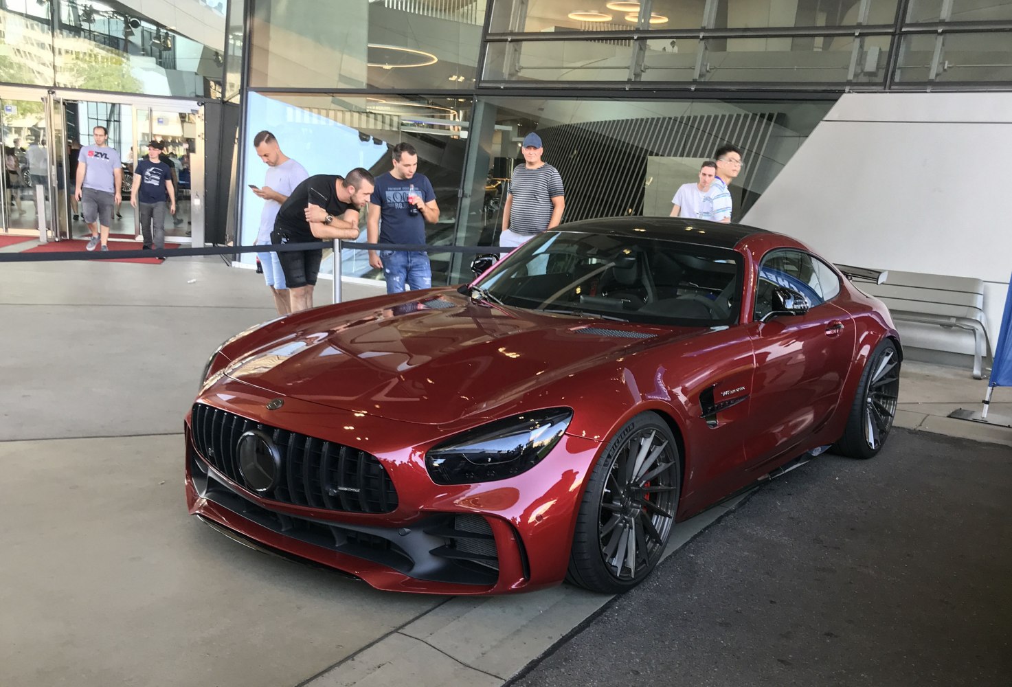 Front view with aerodynamic body, aggressive grille, sporty wheels