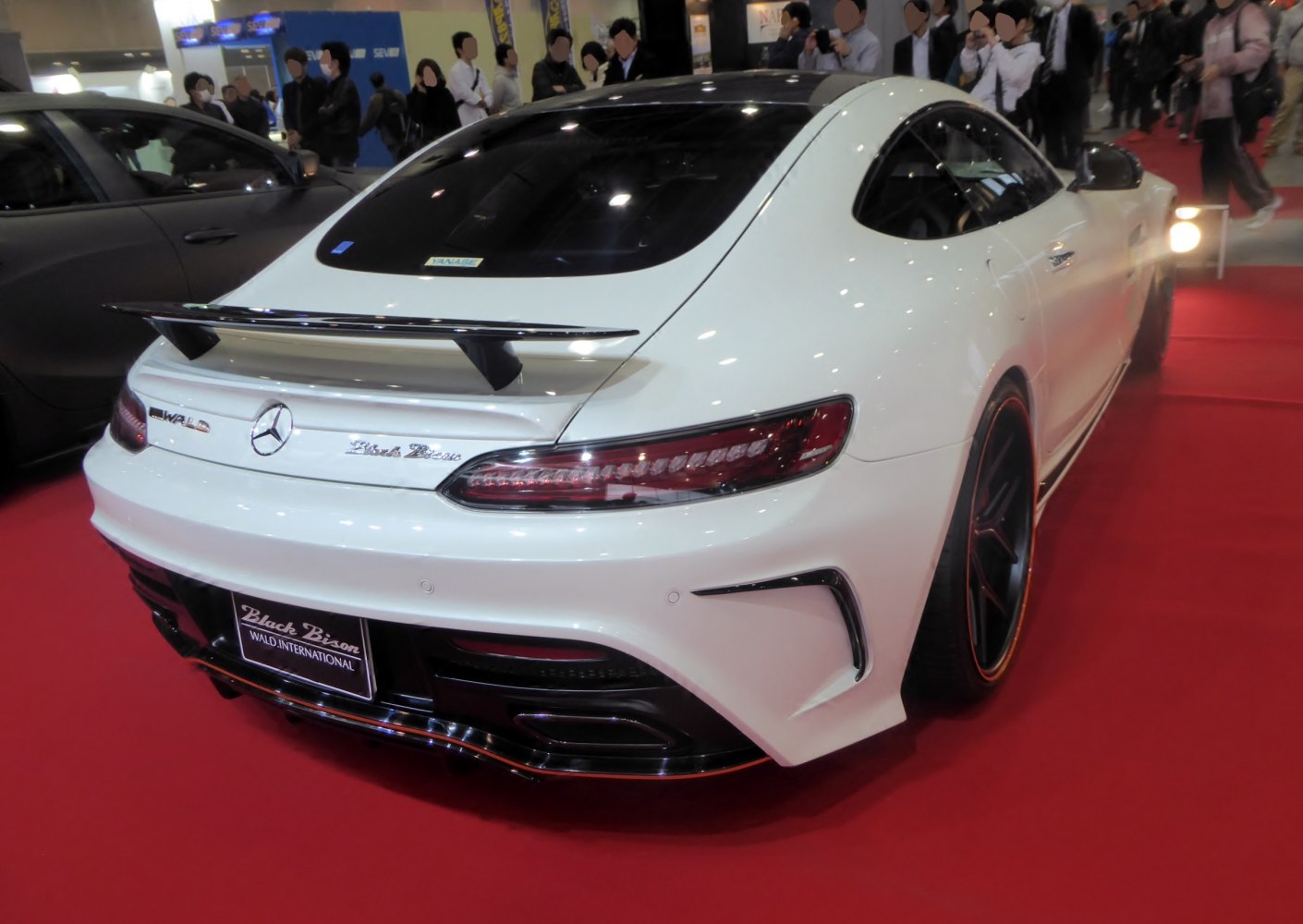 Rear view with Black Bison widebody kit and spoiler.
