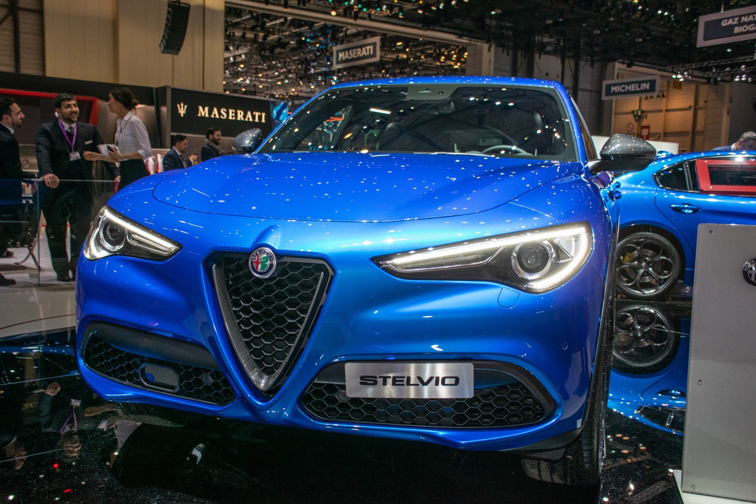Front view with triangular grille and LED headlights
