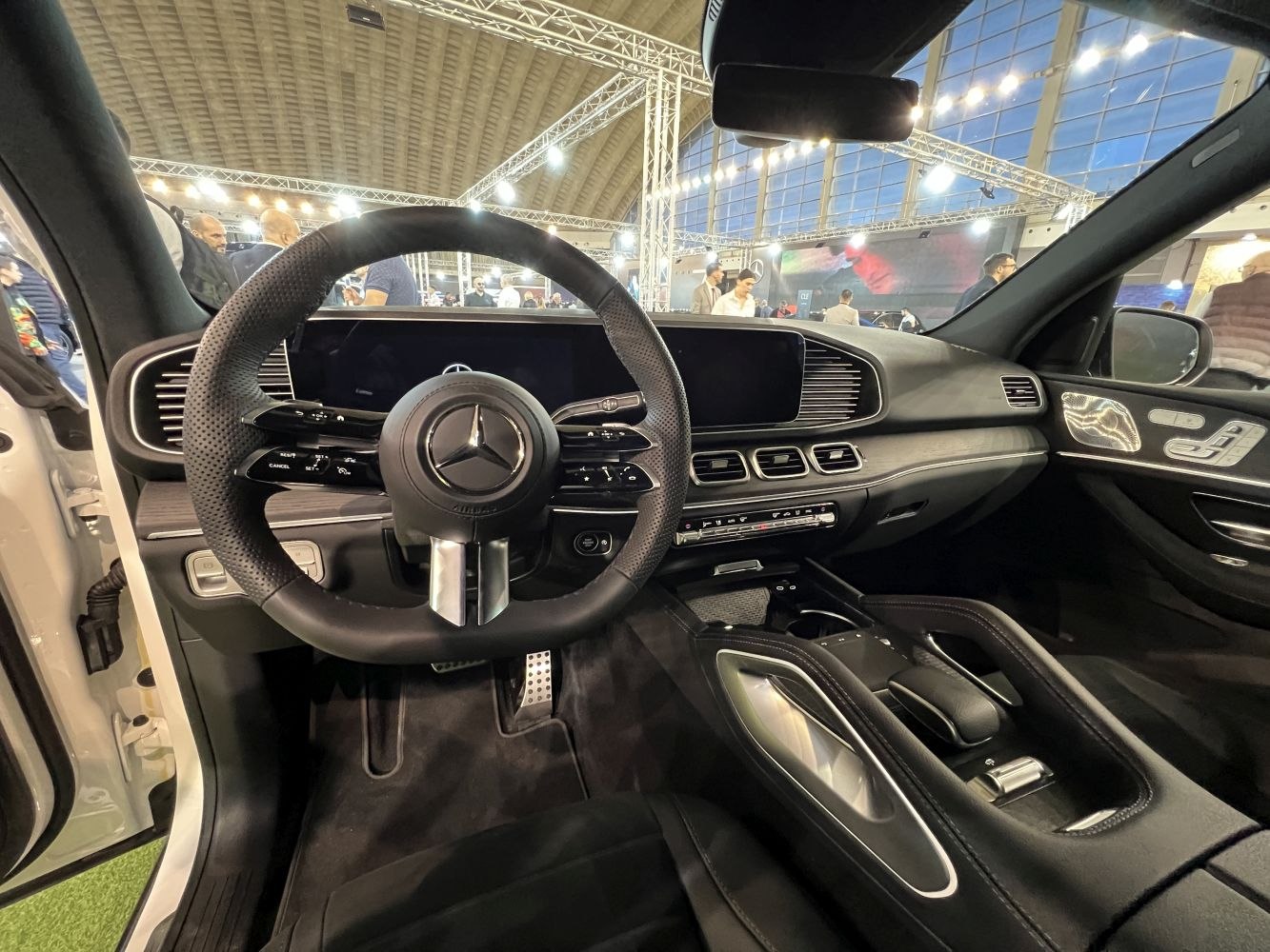 Luxury SUV interior with digital cockpit and multifunction steering wheel