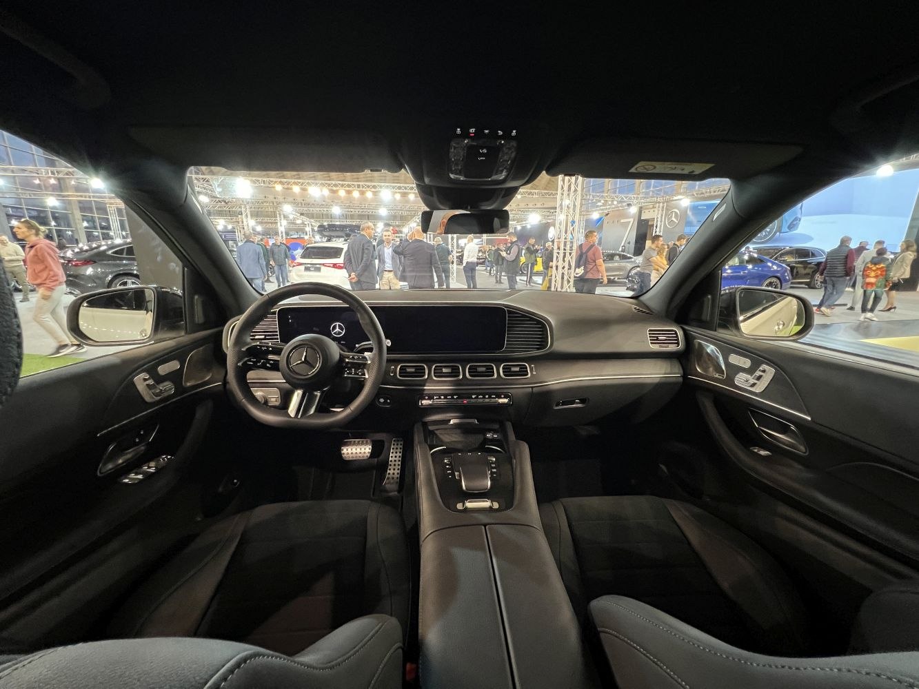 Luxurious dashboard and digital displays inside modern SUV