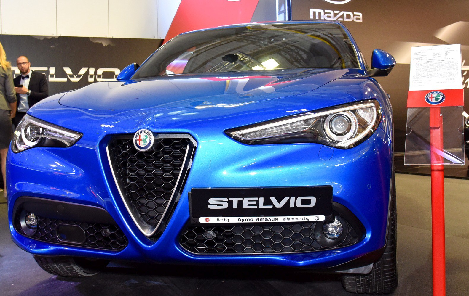 Triangular grille and LED headlights close-up