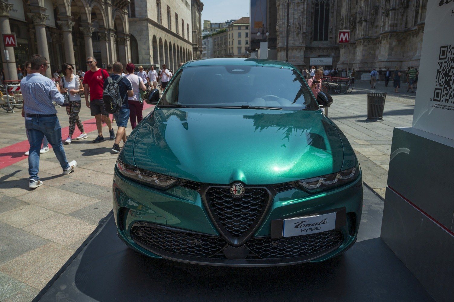 Sleek front view with signature grille and LED headlights