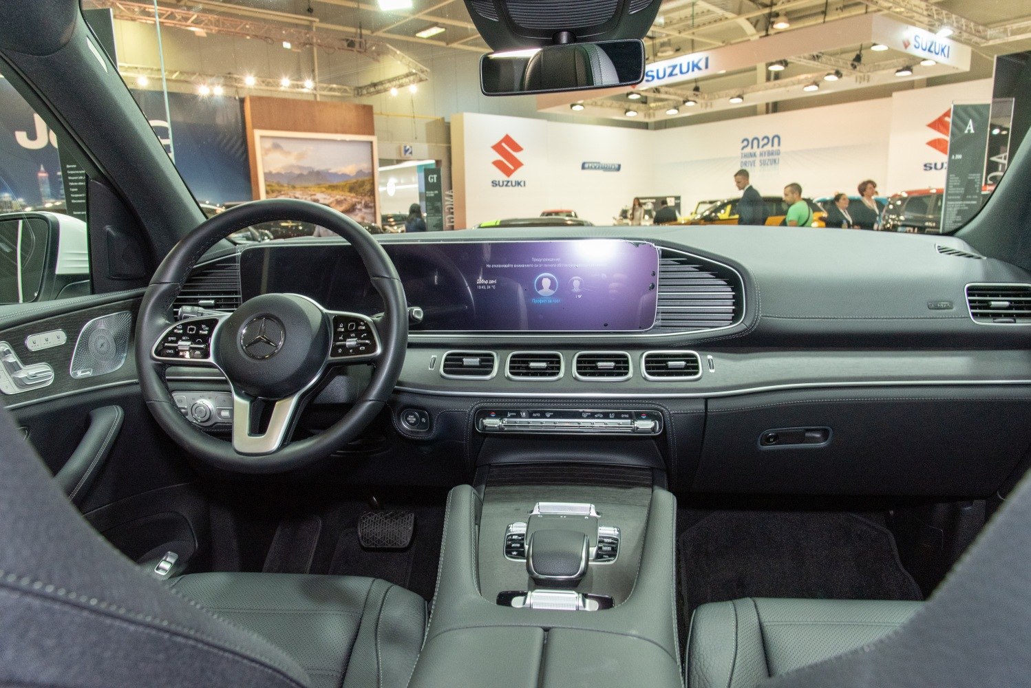 Digital dashboard and touch control steering wheel in luxury SUV interior