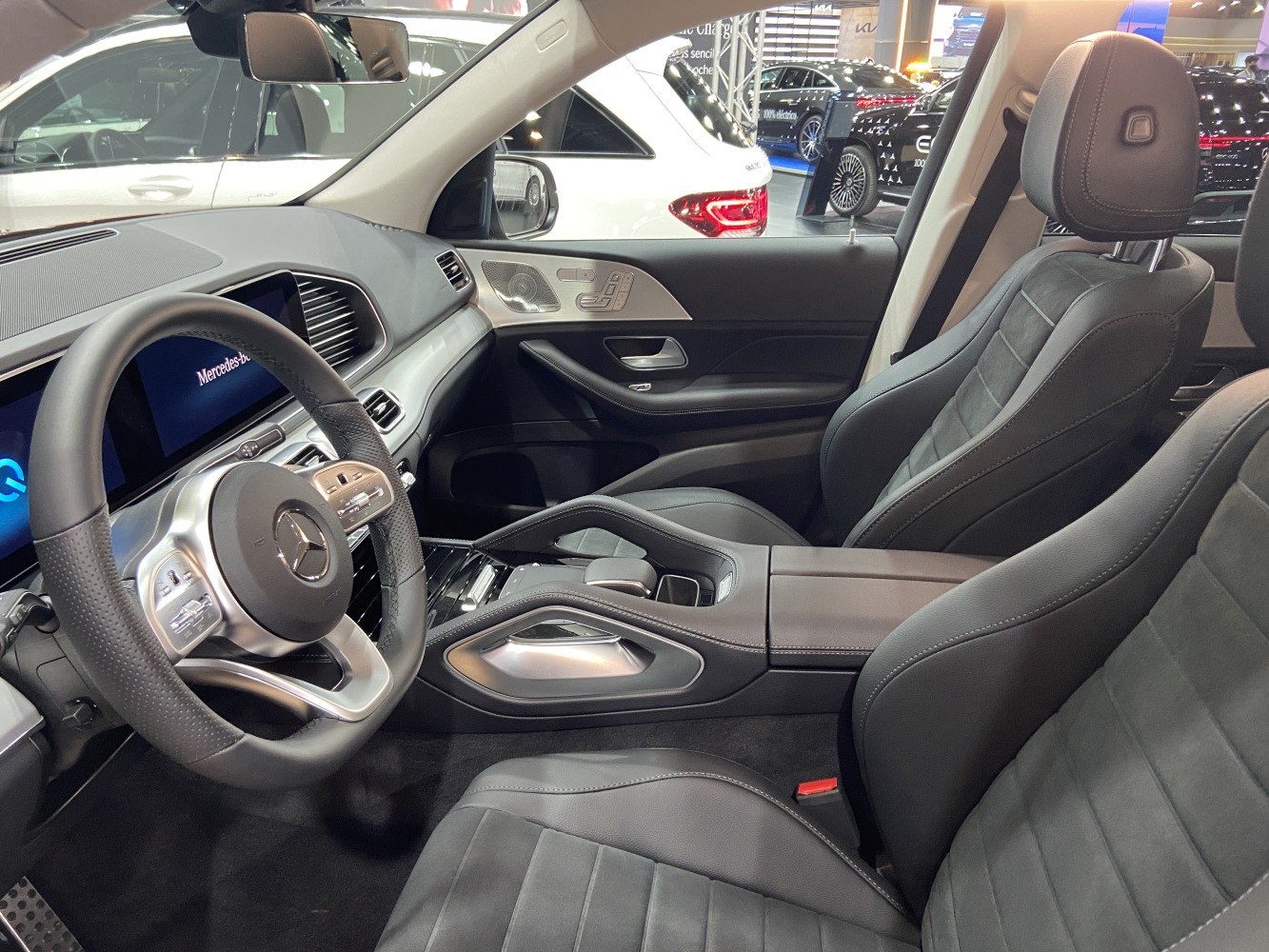 Luxury interior featuring premium seats and advanced steering wheel