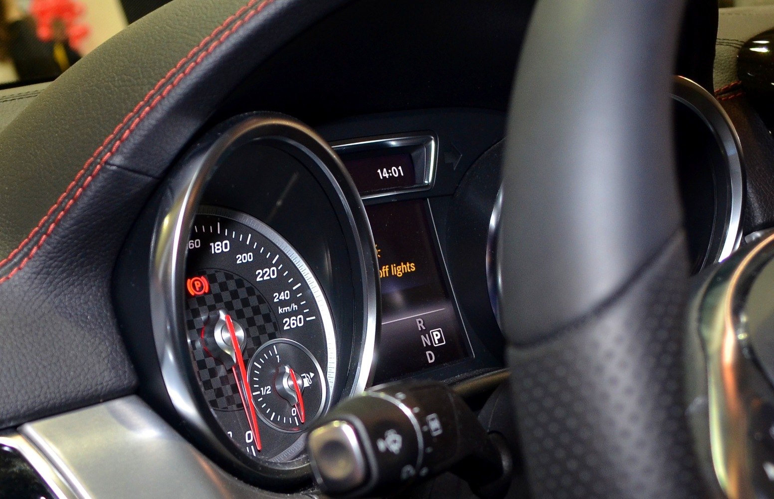 Speedometer and dashboard display with fuel gauge and gear indicator