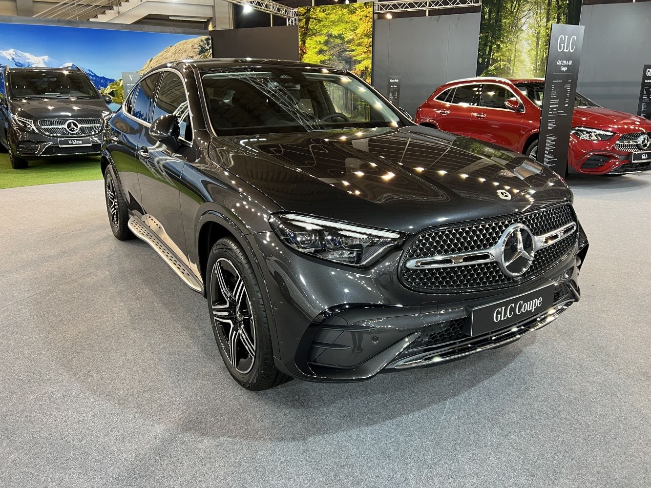 Front and side view of luxury SUV with alloy wheels and side step