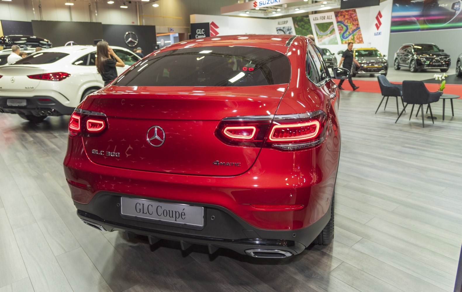 Rear view with LED taillights and integrated dual exhaust tips
