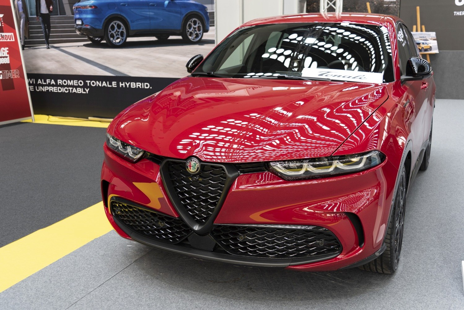 Sleek front fascia with distinctive grille and LED headlights on a luxury crossover.