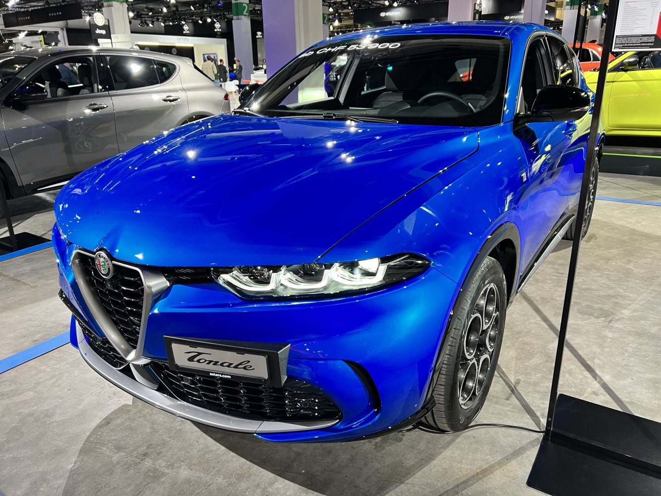 Front view with signature grille and sleek headlights