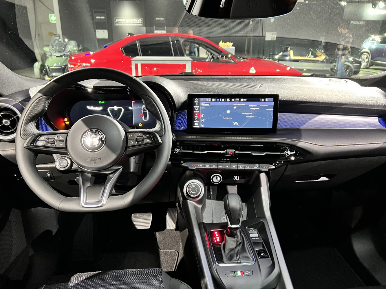 Modern dashboard with steering wheel and infotainment display