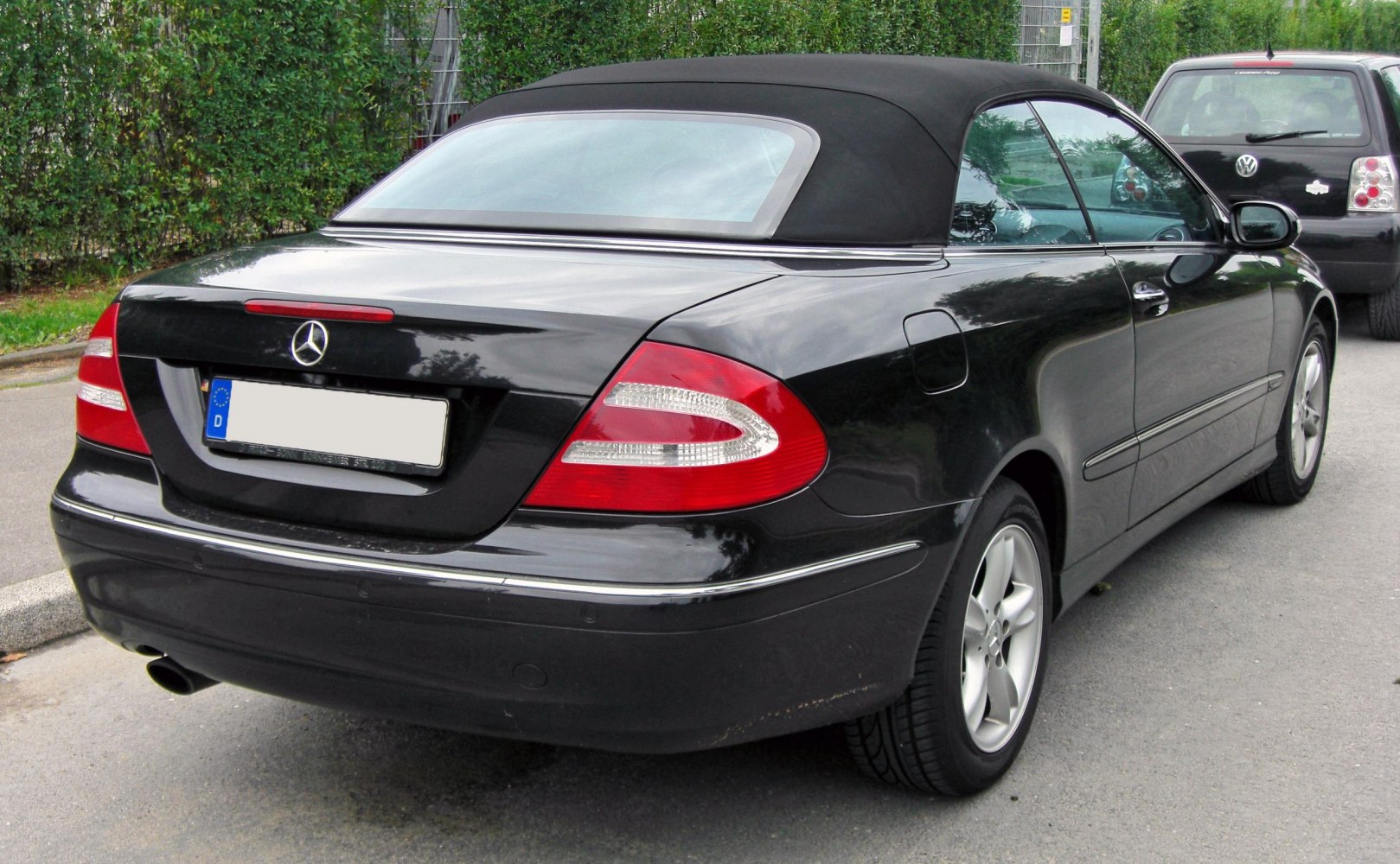 Rear view of convertible with soft top and distinct taillights