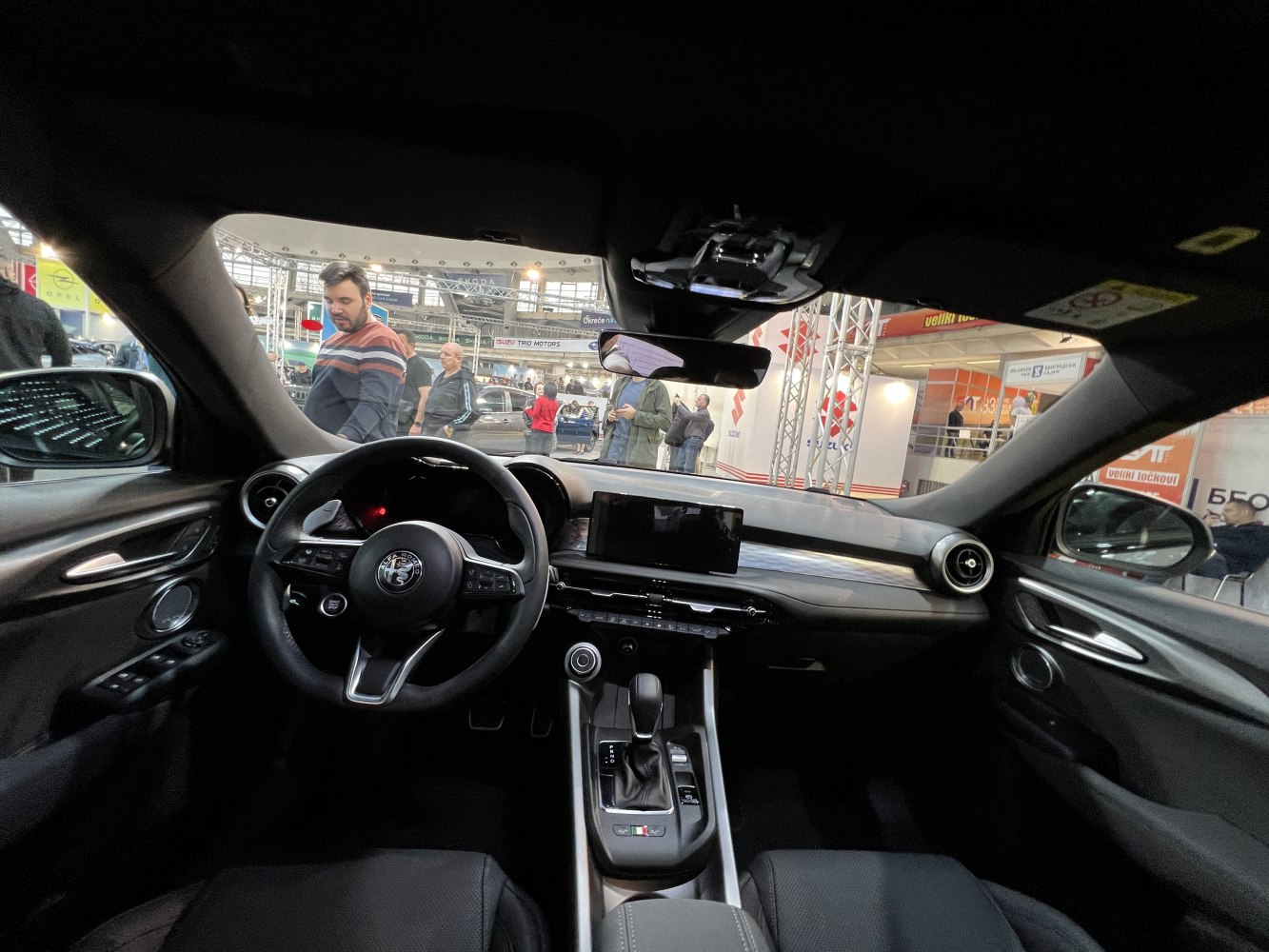 Modern dashboard with touchscreen and steering wheel controls