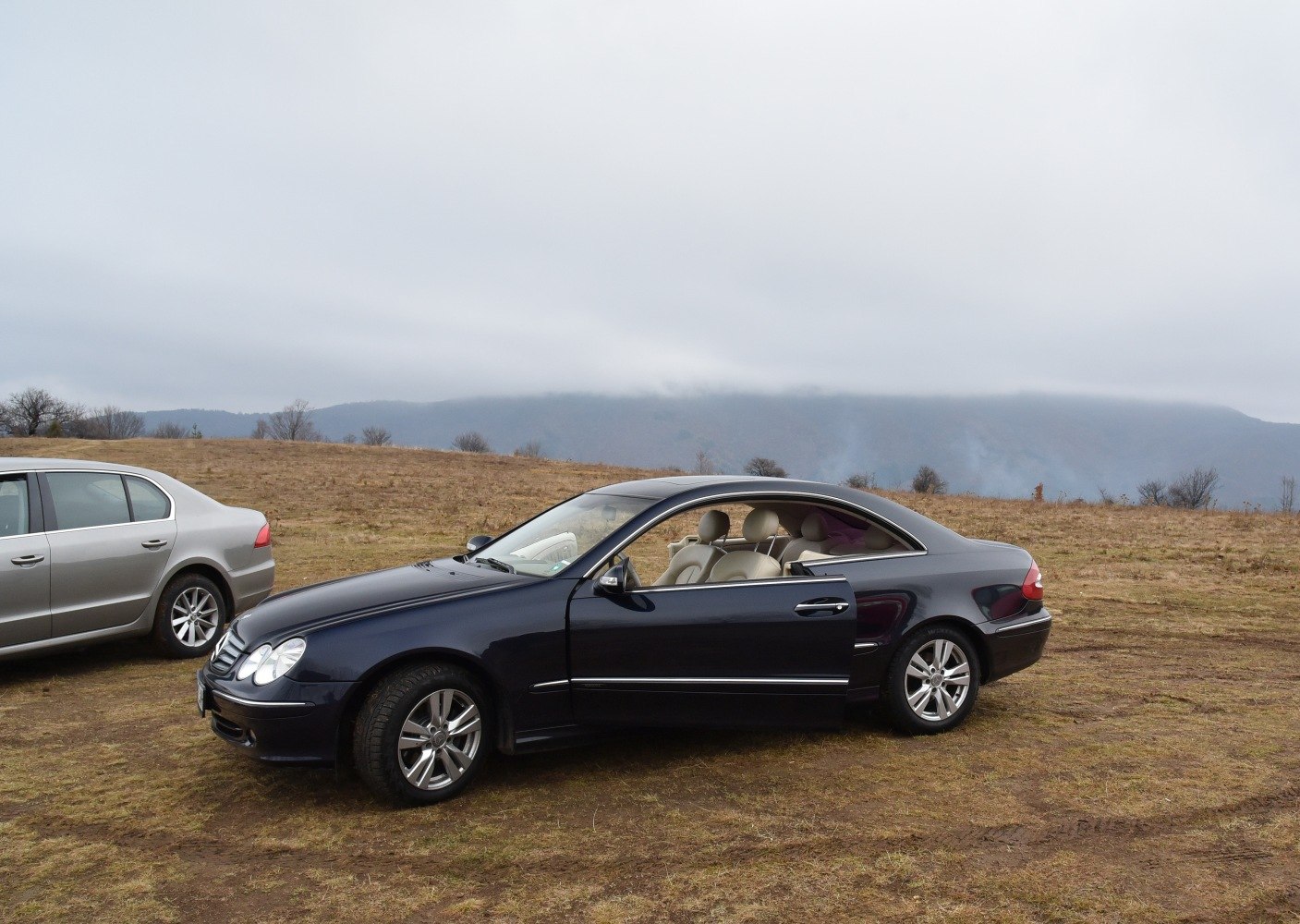 Two-door coupe with rounded dual headlights and alloy wheels