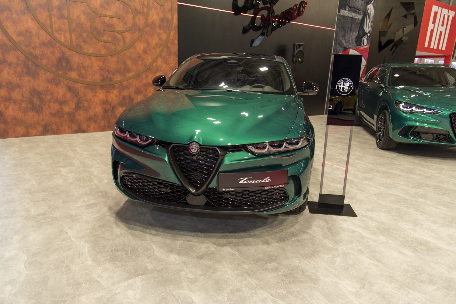Front view with signature grille and sleek headlights