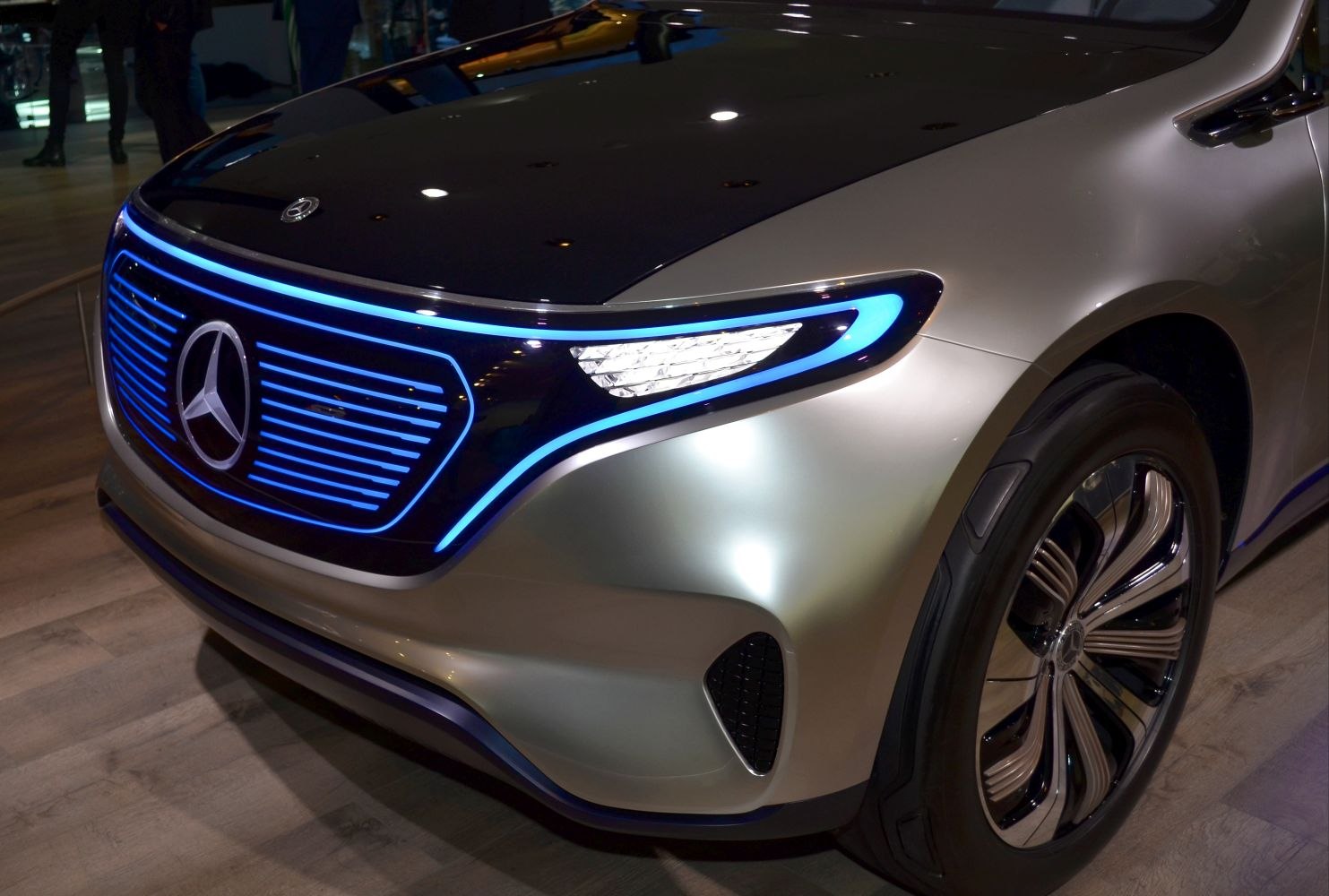 Illuminated grille with blue LED accents and sleek LED headlights
