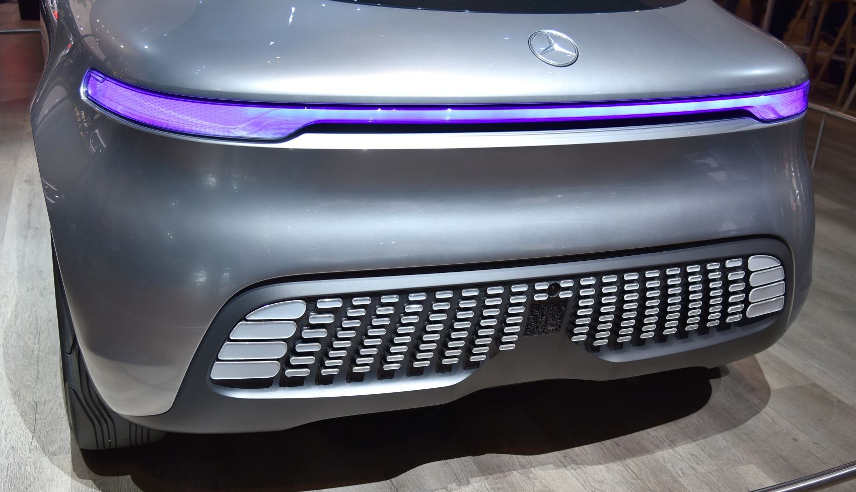 Rear with blue LED light strip and distinctive vent pattern
