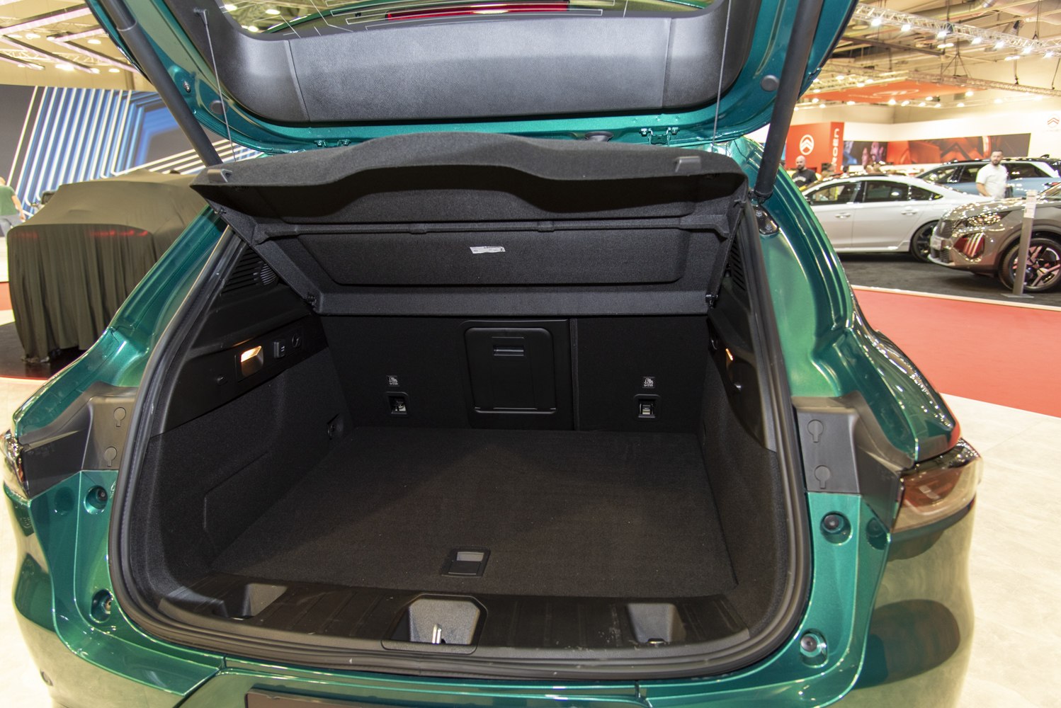 Spacious open trunk with rear hatch and practical storage space