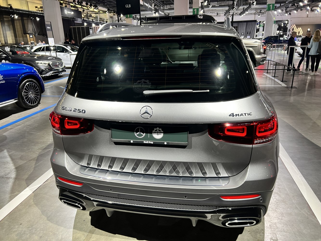 Rear view of an SUV with distinctive taillights and 4MATIC badge
