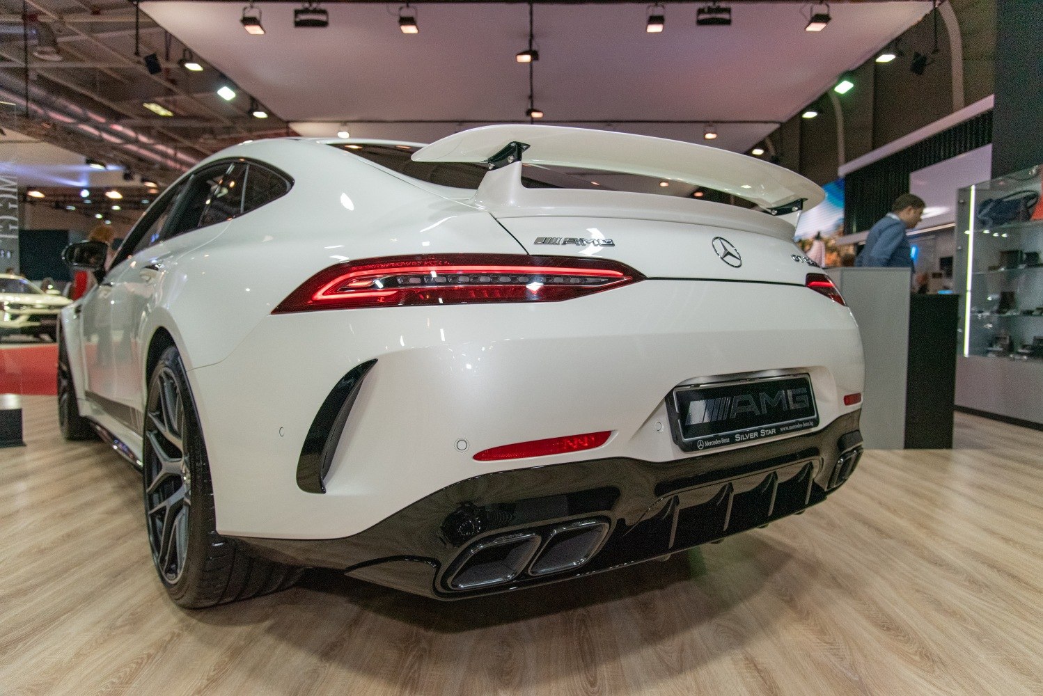 Rear view with spoiler, LED taillights, quad exhaust tips