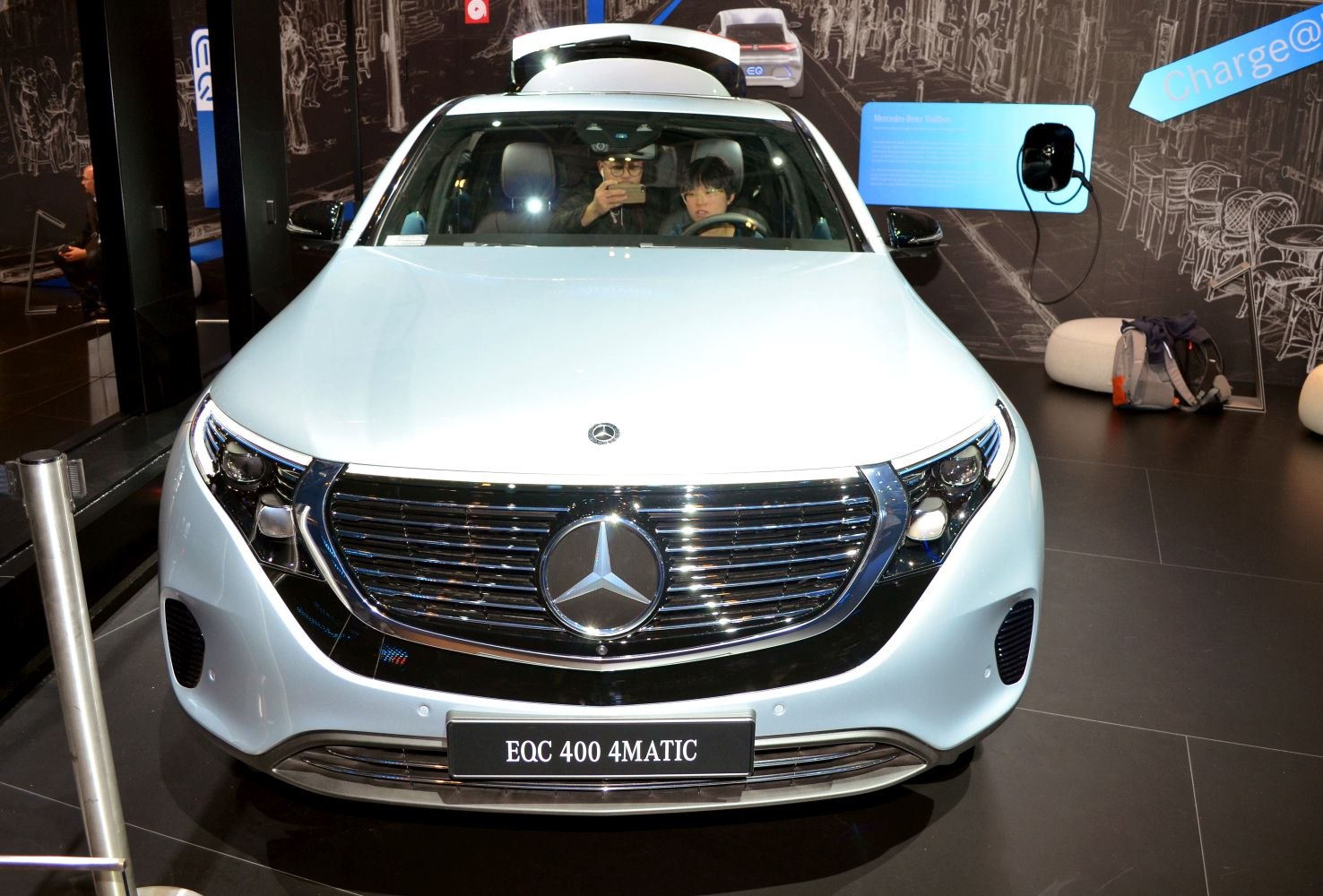 Front grille and headlights of a modern electric SUV